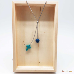 Blue Turquoise Cross Diffuser Lava Beaded Y-Necklace 5枚目の画像