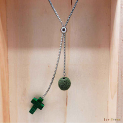 Malachite Cross Diffuser Lava Beaded Y-Necklace 5枚目の画像