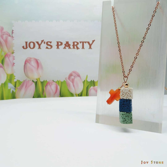 Crystal Cross Diffuser 3 Cubes Aroma Rock Beads Necklace 4枚目の画像