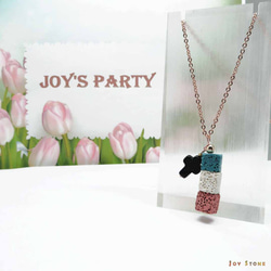 Blue Sand Stone Cross Diffuser 3 Cubes Lava Beaded Necklace 2枚目の画像