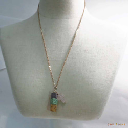 Rose Quartz Cross Diffuser 3 Cubes Lava Beaded Necklace 3枚目の画像