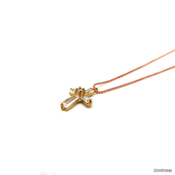 Cross Necklace 18K Gold Filled Solid Copper Rose Gold Plated 3枚目の画像