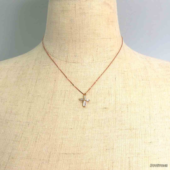 十字架項鍊-純銀玫瑰金-18K保色銅包金-40cm鎖骨鍊 第4張的照片
