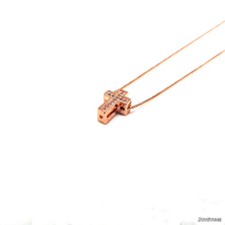 Cross Necklace Thick Rose Gold Length 10mm Pendant 2枚目の画像