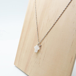 Silver Double Cross Necklace Rock Quartz Inlaid White Zircon 2枚目の画像