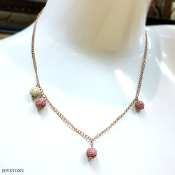 Quadruple-Bead Lava Necklace Titanium Steel Rose Gold 4枚目の画像