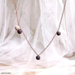 Purple Quadruple-Bead Lava Necklace Titanium Steel Rose Gold 1枚目の画像