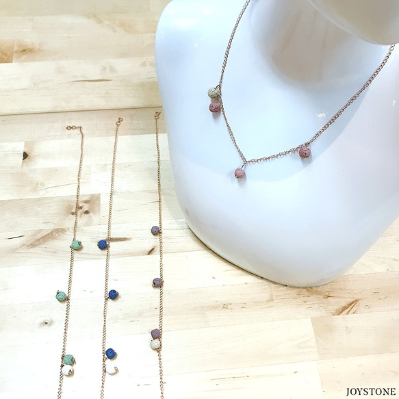 Purple Quadruple-Bead Lava Necklace Titanium Steel Rose Gold 7枚目の画像