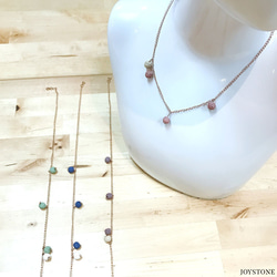 Quadruple-Bead Green Lava Necklace Titanium Steel Rose Gold 7枚目の画像