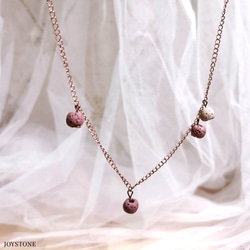 Pink Quadruple-Bead Lava Necklace Titanium Steel Rose Gold 10枚目の画像
