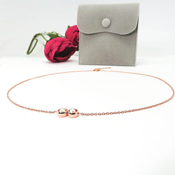 Bubbly Necklace Double Pearl Silver Circle Silver Rose Gold 6枚目の画像