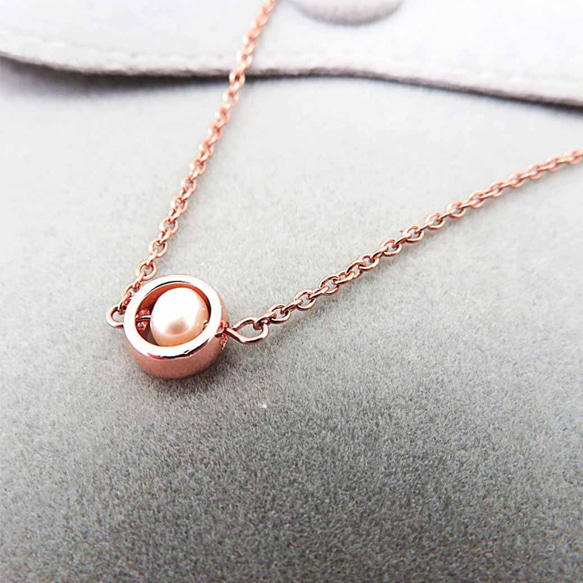 Bubbly Necklace One Pearl Silver Circle Silver Rose Gold 5枚目の画像