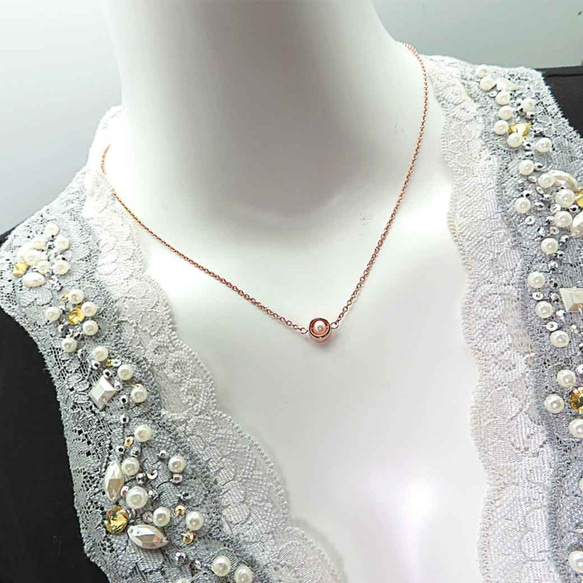 Bubbly Necklace One Pearl Silver Circle Silver Rose Gold 8枚目の画像