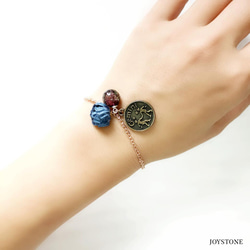 Rose Zodiac Art Glass Diffuser Bracelet Titanium Rose Gold 4枚目の画像