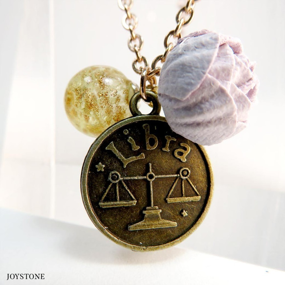 Rose Zodiac Art Glass Diffuser Necklace Titanium Rose Gold 9枚目の画像