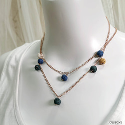 Quadruple-Bead Cadet Blue Aroma Rock Diffuser Necklace 7枚目の画像