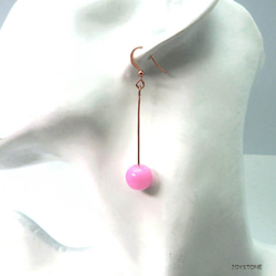 Long Dangle Rose Gold plated Silver Diffuser Candy Earrings 5枚目の画像