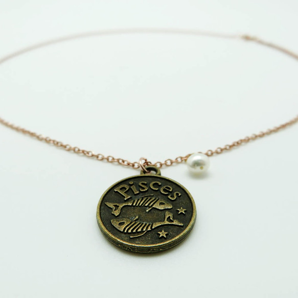 Pearl Zodiac Necklace Zodiac Signs Option Rose Gold Titanium 4枚目の画像