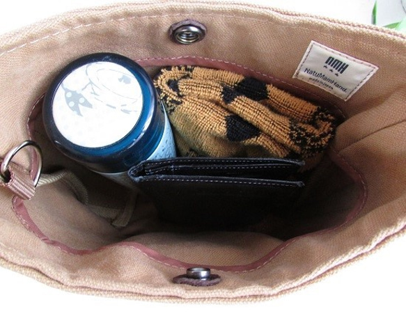 ふんわり優しい帆布のお財布と携帯だけショルダーポシェット  NMH.NatuMamHand 4枚目の画像