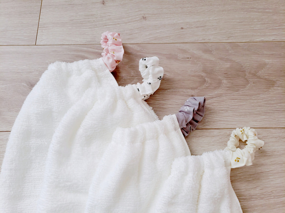 タオルエプロン　4枚セット　さくらんぼセット　おりこうタオル　タオルスタイ　入園準備　お食事エプロン 3枚目の画像