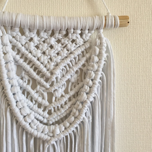 マクラメ 大きめタペストリー *ホワイト macrame tapestry long ＊white マクラメタペストリー