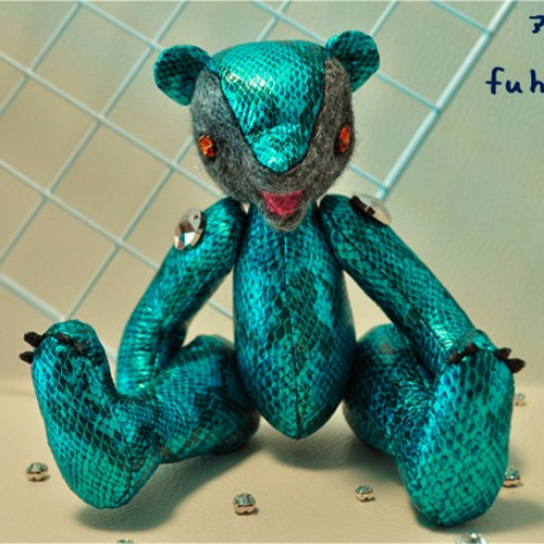 羊毛フェルトフェイス ヘビ柄テディベア ぬいぐるみ アトリエ*fuhafuha