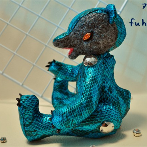 羊毛フェルトフェイス ヘビ柄テディベア ぬいぐるみ アトリエ*fuhafuha