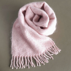 Handwoven Mohair Scarf - Pink 第3張的照片