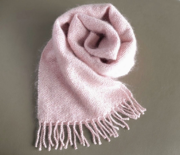 Handwoven Mohair Scarf - Pink 第3張的照片