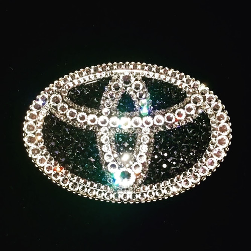 美品⭐️希少 カフス クリスタル スワロフスキー エンブレム ラウンド