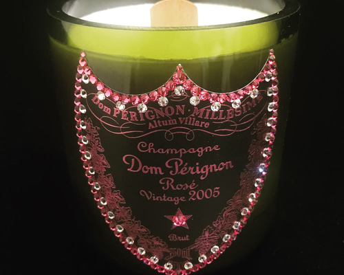 シャンパンキャンドル(ドンペリ ヴィンテージ ロゼ)スワロフスキー施工