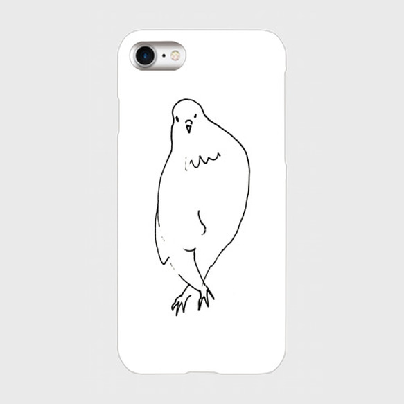 ＊足バッテン貴婦人＊スマホケース 白 機種選べます トリ 鳥 ハト 鳩 インコ イラスト シンプル 可愛い iPhone 4枚目の画像