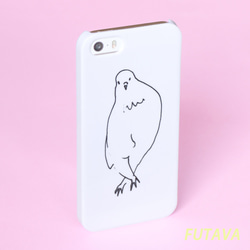 ＊足バッテン貴婦人＊スマホケース 白 機種選べます トリ 鳥 ハト 鳩 インコ イラスト シンプル 可愛い iPhone 1枚目の画像