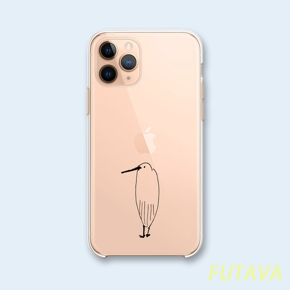 サギなヤツ＊スマホケース 透明 iphone ケース サギ さぎ 鷺