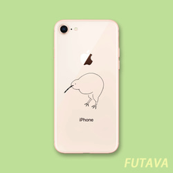 ＊キウイさん＊スマホケース 透明 キーウィー キウィ Kiwi トリ 鳥 ハト 鳩 インコ iPhone シンプル 可愛 2枚目の画像