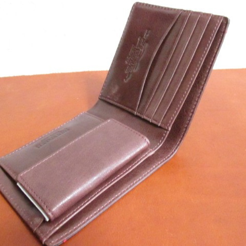 フランス製 最高級カーフ(仔牛革)シリーズ 二つ折り財布 ブラック 内装