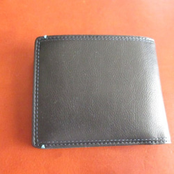 フランス製　最高級カーフ(仔牛革)シリーズ　二つ折り財布　ブラック　内装カラーコンビ　　 5枚目の画像