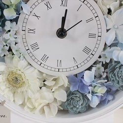 【受注制作】開店祝い　退職祝いに　花時計　ブルー系　フラワー時計　色違いあります 2枚目の画像