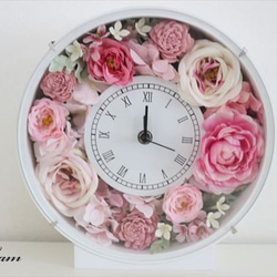 【受注制作】開店祝い　結婚式に　花時計   ピンク系ローズ　フラワー時計 1枚目の画像