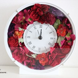 【受注制作】還暦祝い　開店祝いに　花時計  赤系エレガントデザイン　フラワー時計 1枚目の画像