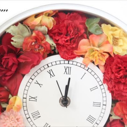 還暦祝いに　花時計   赤系ローズとカーネーション　フラワー時計 2枚目の画像
