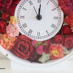 還暦祝いに　花時計   赤系ローズとカーネーション　フラワー時計 3枚目の画像