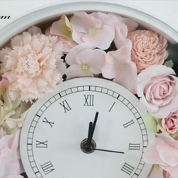 結婚式に　花時計 　薄ピンク系薔薇とガーベラ＆カーネーション　フラワー時計 2枚目の画像