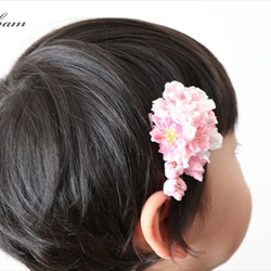 ひなまつり　桜とちりめん桜の髪飾り　ベビークリップ 5枚目の画像