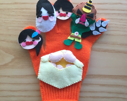 ♡再販×3 手袋シアター☆豆まき(節分)緑鬼ver. おもちゃ・人形 erikoro