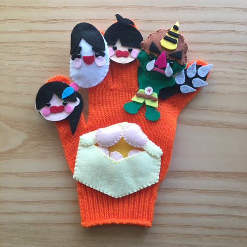 ♡再販×3 手袋シアター☆豆まき(節分)緑鬼ver. おもちゃ・人形 erikoro