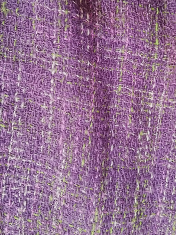 手紡ぎ手織り紫マフラー 3枚目の画像