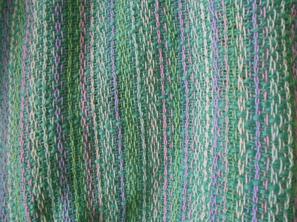 綿のカラフルストール　手織り 4枚目の画像