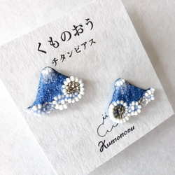 富士山ぐものピアス・くもシリーズ・ビーズ刺繍 /ブローチ 3枚目の画像