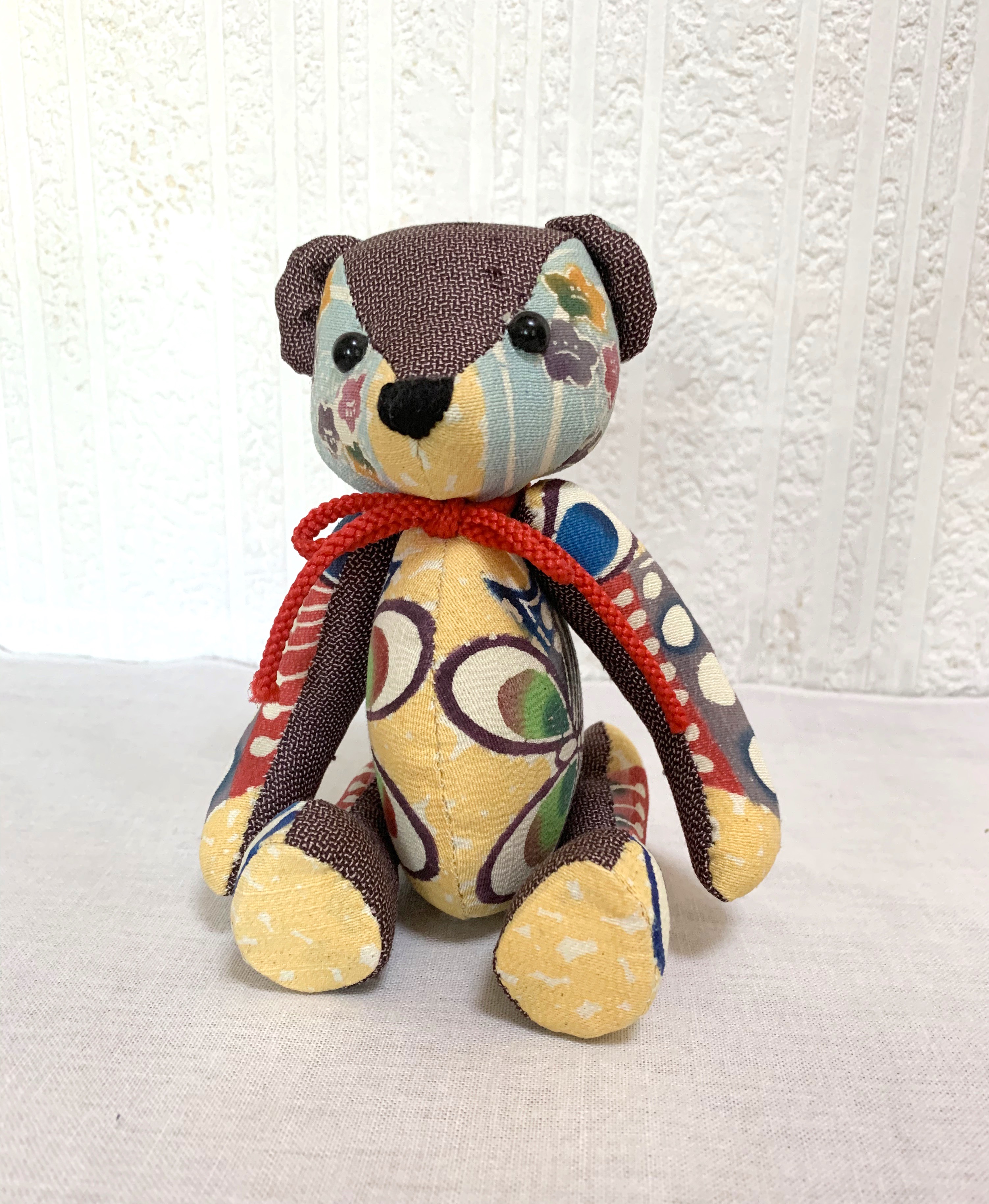 【日本国内送料無料】手染め紅型と古布のテディベア/ぬいぐるみ